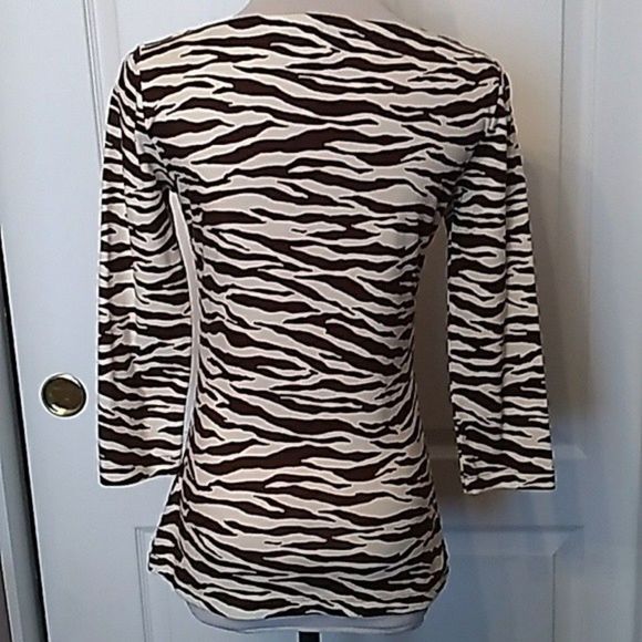 ANIMAL PRINT BOAT NECK 3/4 SLEEVE KNIT TOP SIZE P WOMENS P PETITE WOMENS P - Picture 7 of 7